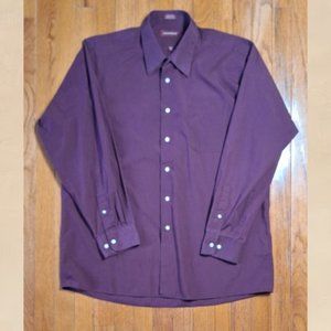 Covington Maroon Dress Shirt Mens Large 34-35 Cotton Blend Length 30" Work Y2K